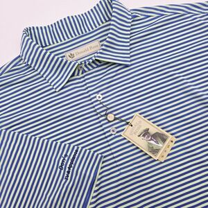 Donald‎ Ross Men's XXL Golf Polo Shirt Blue/Green Stripes Logo On Sleeves NWT